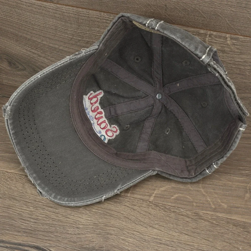 Saved By Grace Hat KBETHOS Cap Womens Strap Back Gray Distressed Faith Religious